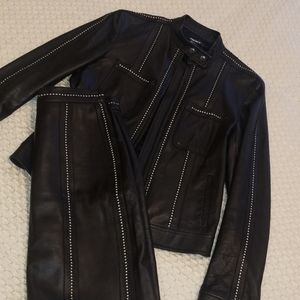 Real leather jacket and skirt ( DKNY)